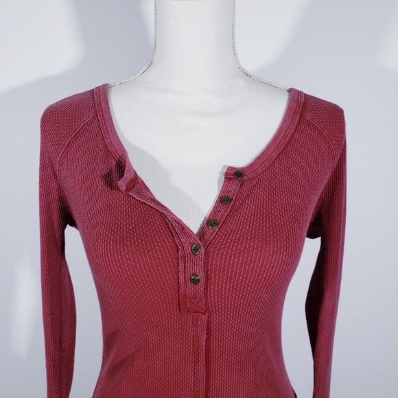 Free People Cuffed Red Thermal - Picture 2 of 8